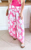 Pink Botantic Boarder Print Rayon Pants - Final Sale