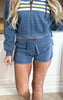 Mountain Blue Heather Fleece Shorts W/ Twill Tape