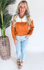 Cognac Colorblock Zip Sweatshirt by Salty Wave