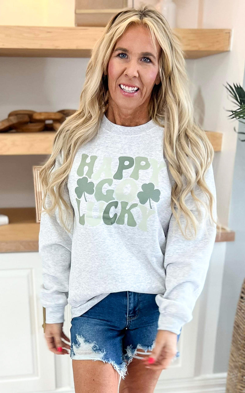 Happy Go Lucky Graphic Crewneck Sweatshirt