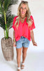 Solid V-Neck Short Sleeve Top - Final Sale