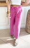 Fuchsia Textured Wide Leg Pants - Final Sale