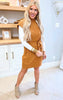 Mock Neck Sleeveless Cable Sweater Dress w/ Belt - Final Sale