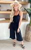 Cropped Spaghetti Strap Jumpsuit - Black - Final Sale