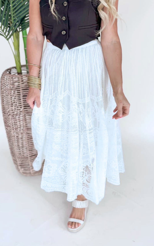 Capri Sun Soaked Lace Maxi Skirt