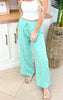 Paradise Green Floral Eyelet Pant w/ Slits - Final Sale