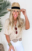 Tuscany Stroll Oversized Linen Button Down Blouse Top