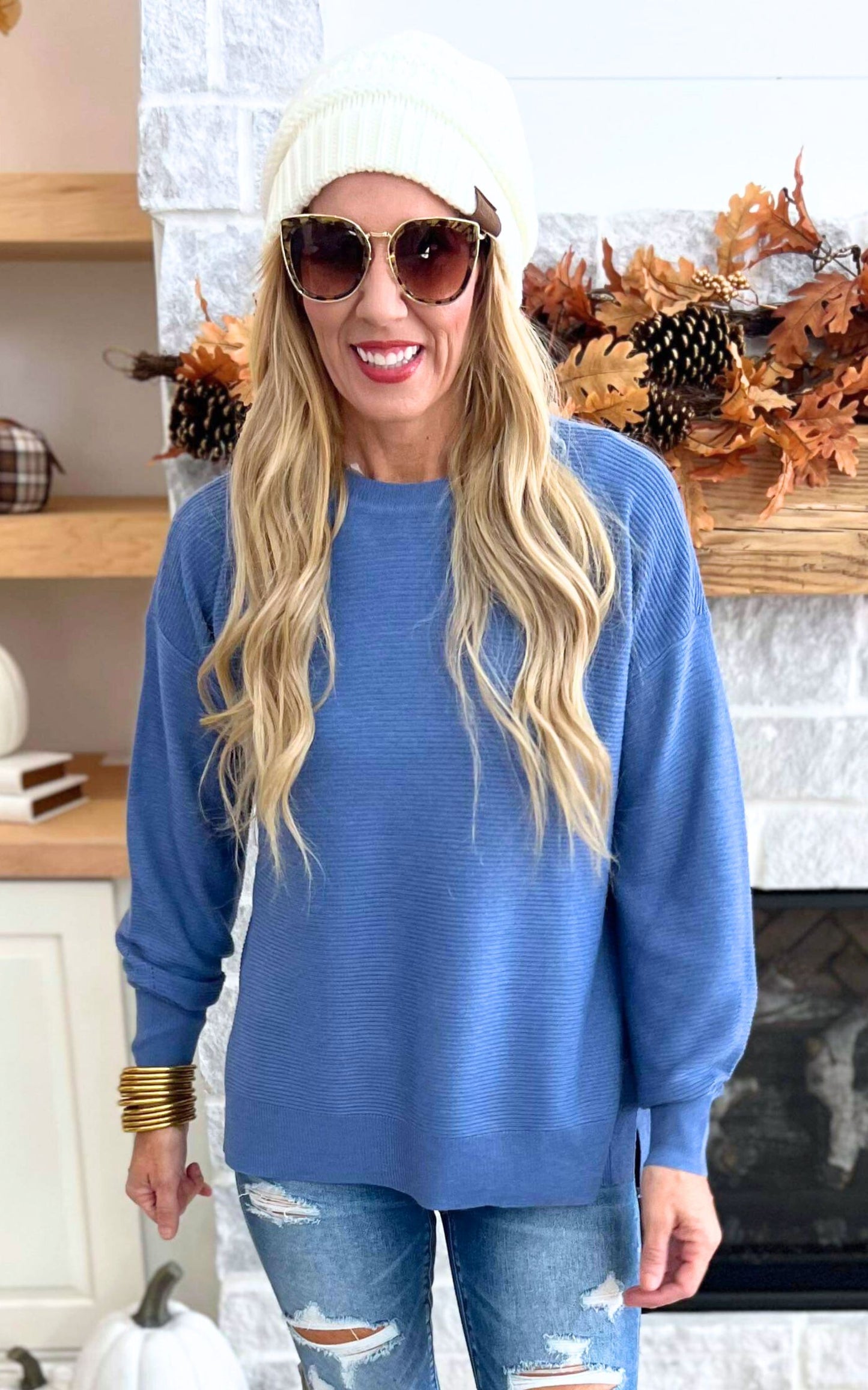 Persian Jewel Balloon Sleeve Crewneck Sweater