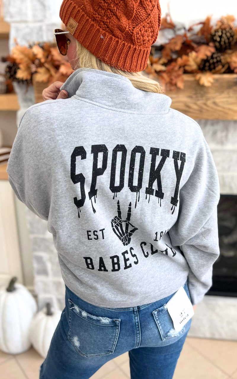 Spooky Babes Club Fleece Half Zip Pullover