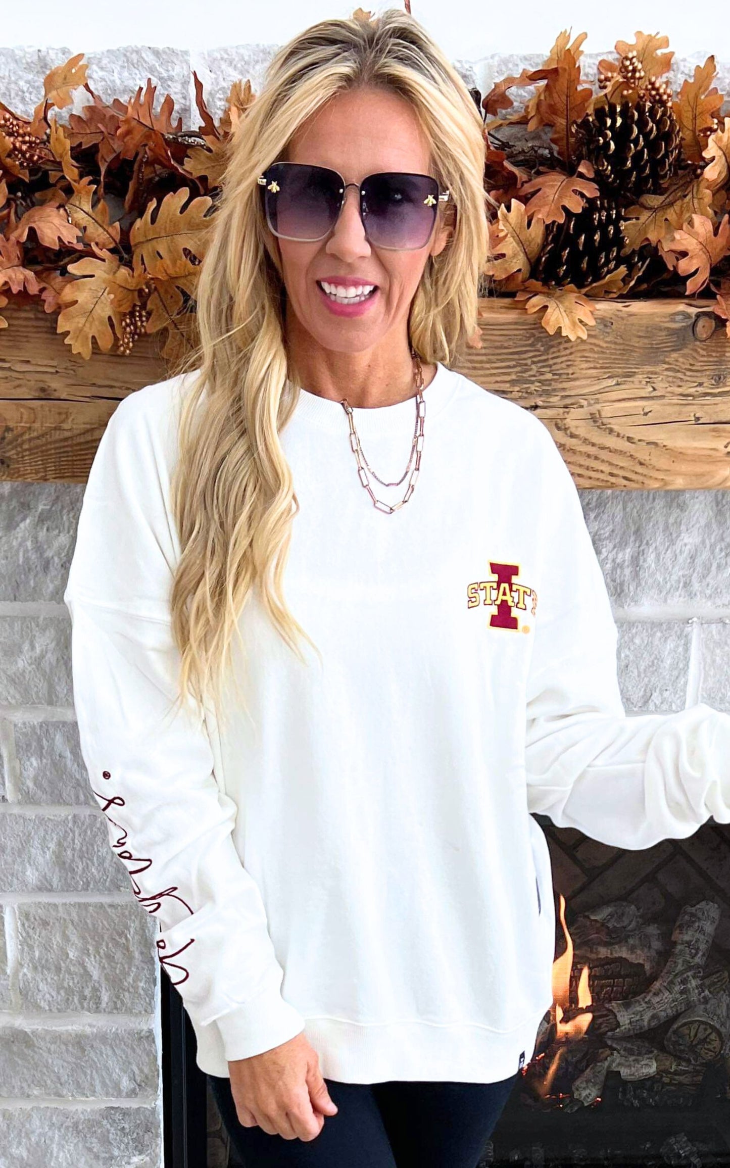 ISU Go Cyclones White Crewneck Sweatshirt