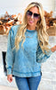 The Tina Acid Wash French Terry Sweatshirt - Teal - Final Sale