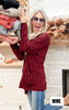 Wine Chenille Cable Knit Oversized Open Front Cardigan