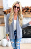 Charcoal Open Front Cardigan with Pockets - Final Sale