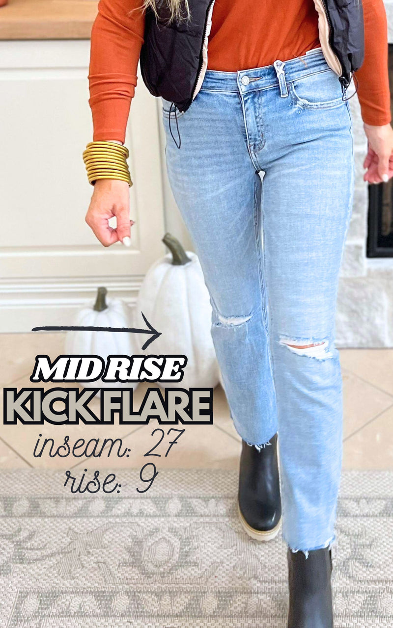 Mid Rise Kick Flare Denim Jean | Vervet
