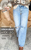 High Rise Acid Wash Wide Leg Denim Jeans | Risen - Final Sale