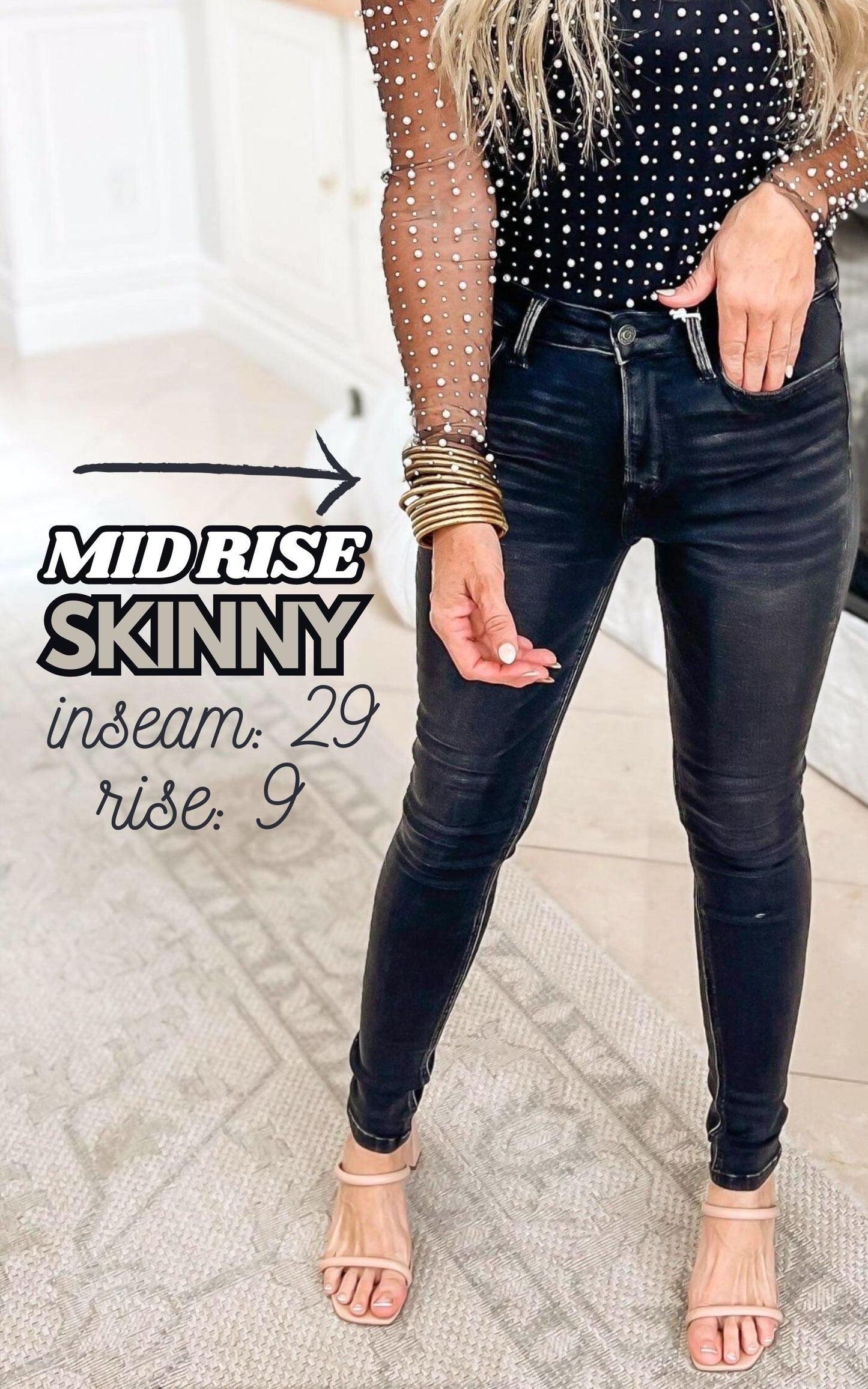 Mid Rise Black Skinny Jean | Lovervet by Vervet - Final Sale