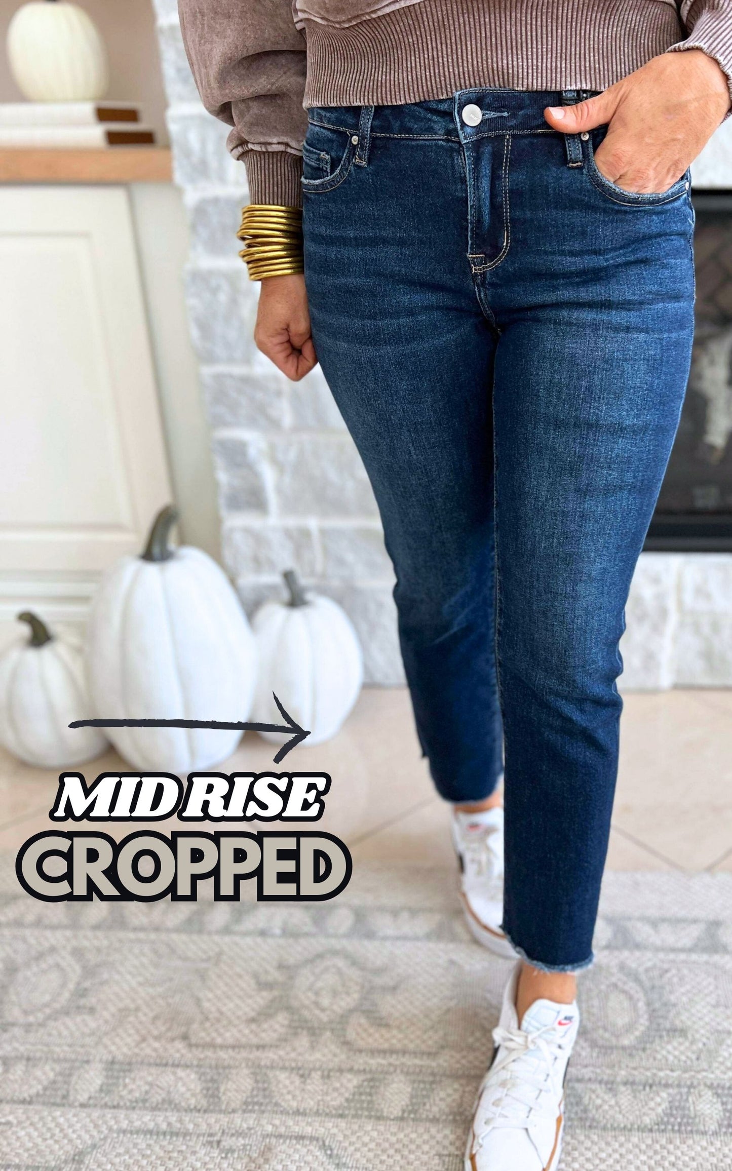 Freestyle Mid Rise Crop Denim Jeans | Mica