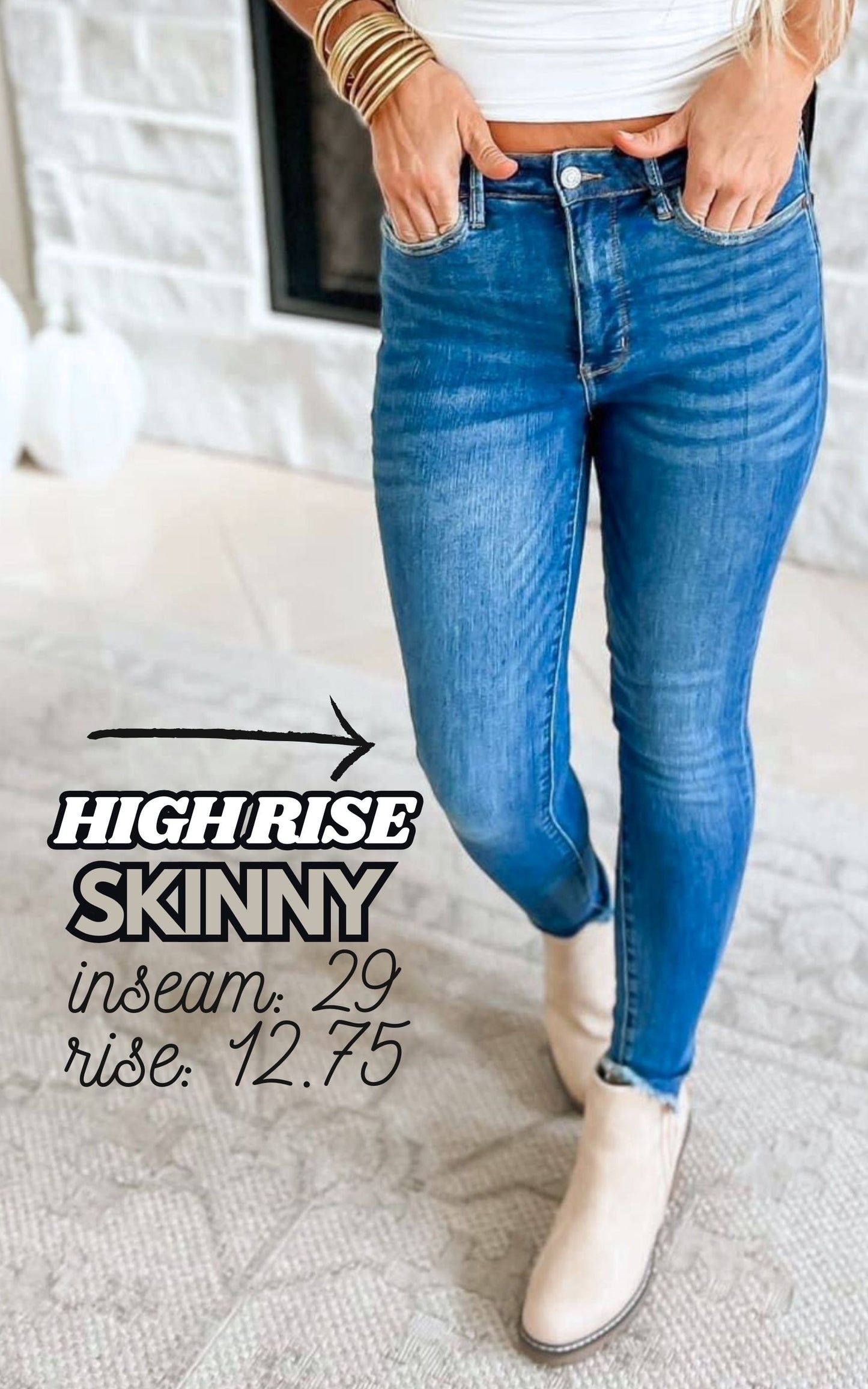 High Waist Tummy Control Side Slit & Fray Hem Skinny Denim Jean | Judy Blue