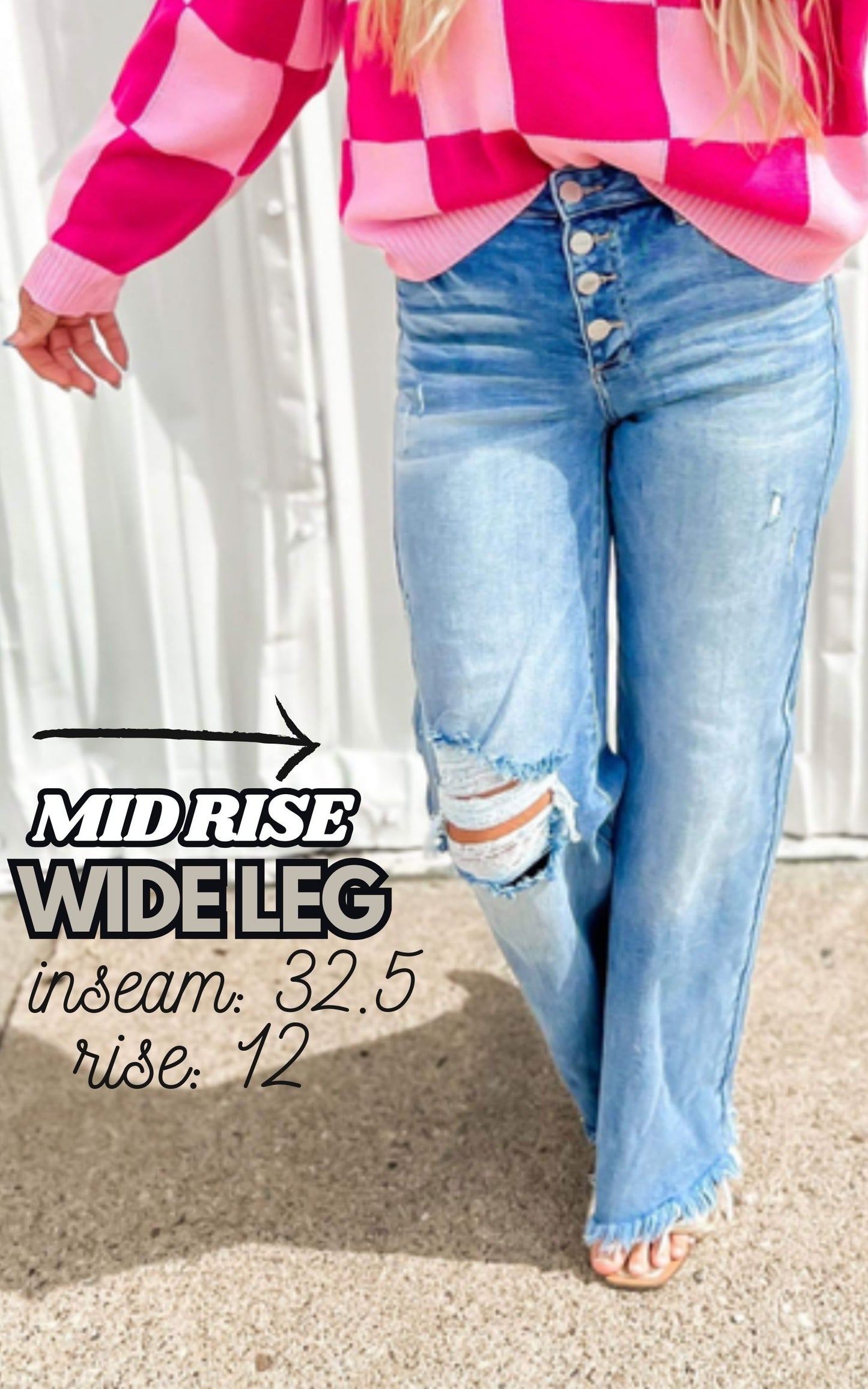 Mid Rise Button Down Wide Leg Denim Jeans | Risen - Final Sale