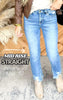 High Ankle Straight w/ Slit Denim Jean- Mica - Final Sale*