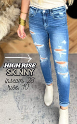 High Rise Ankle Skinny Denim Jeans | Mica