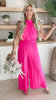 Hot Pink Wide Leg Woven Halter Jumpsuit - Final Sale