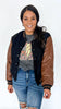 Faux Leather Sleeves Varsity Jacket