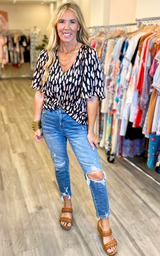 Mocha Black Abstract Blouse | FINAL SALE