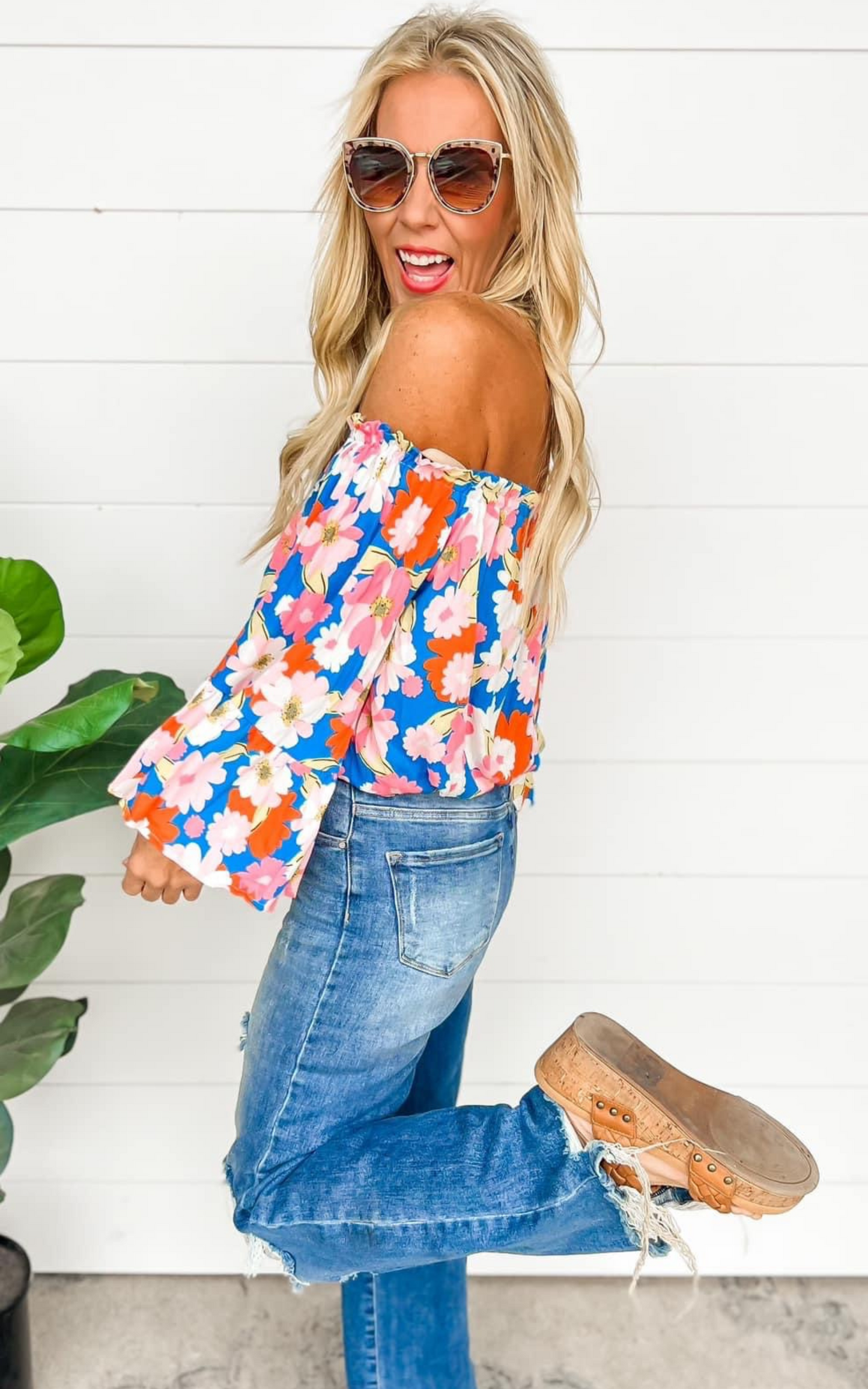 Blossoming Emotion Off The Shoulder Blouse**