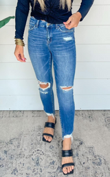 Mid Rise Crop Denim Skinny Jeans | Mica