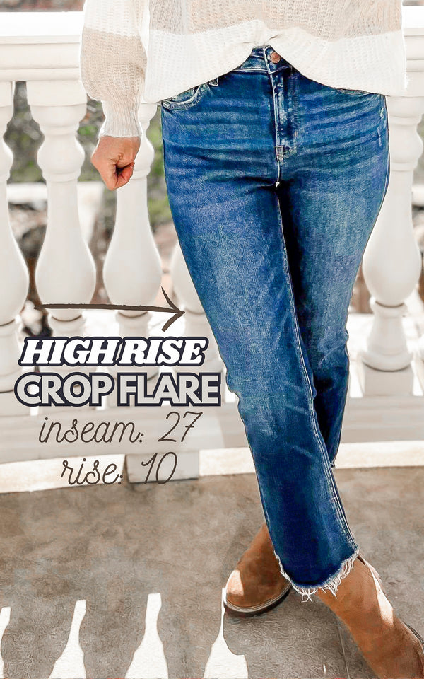 The Selena High Rise Crop Flare Denim Jean | Flying Monkey by Vervet