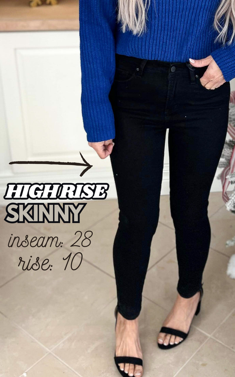 Ann Lane Black High Rise Ankle Skinny Denim Jeans - Mica