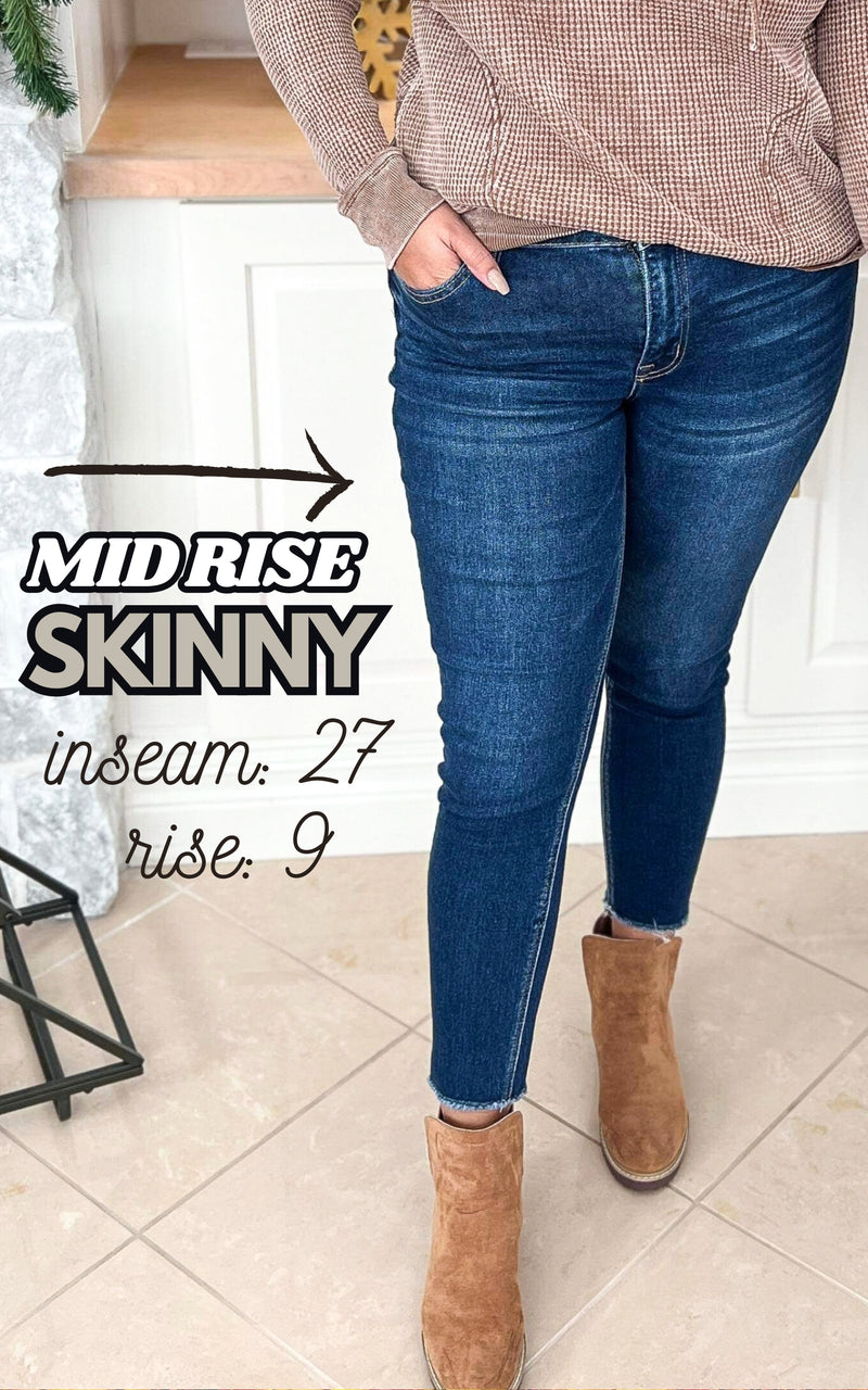 Mid-Rise Raw Hem Crop Skinny Jean - Final Sale
