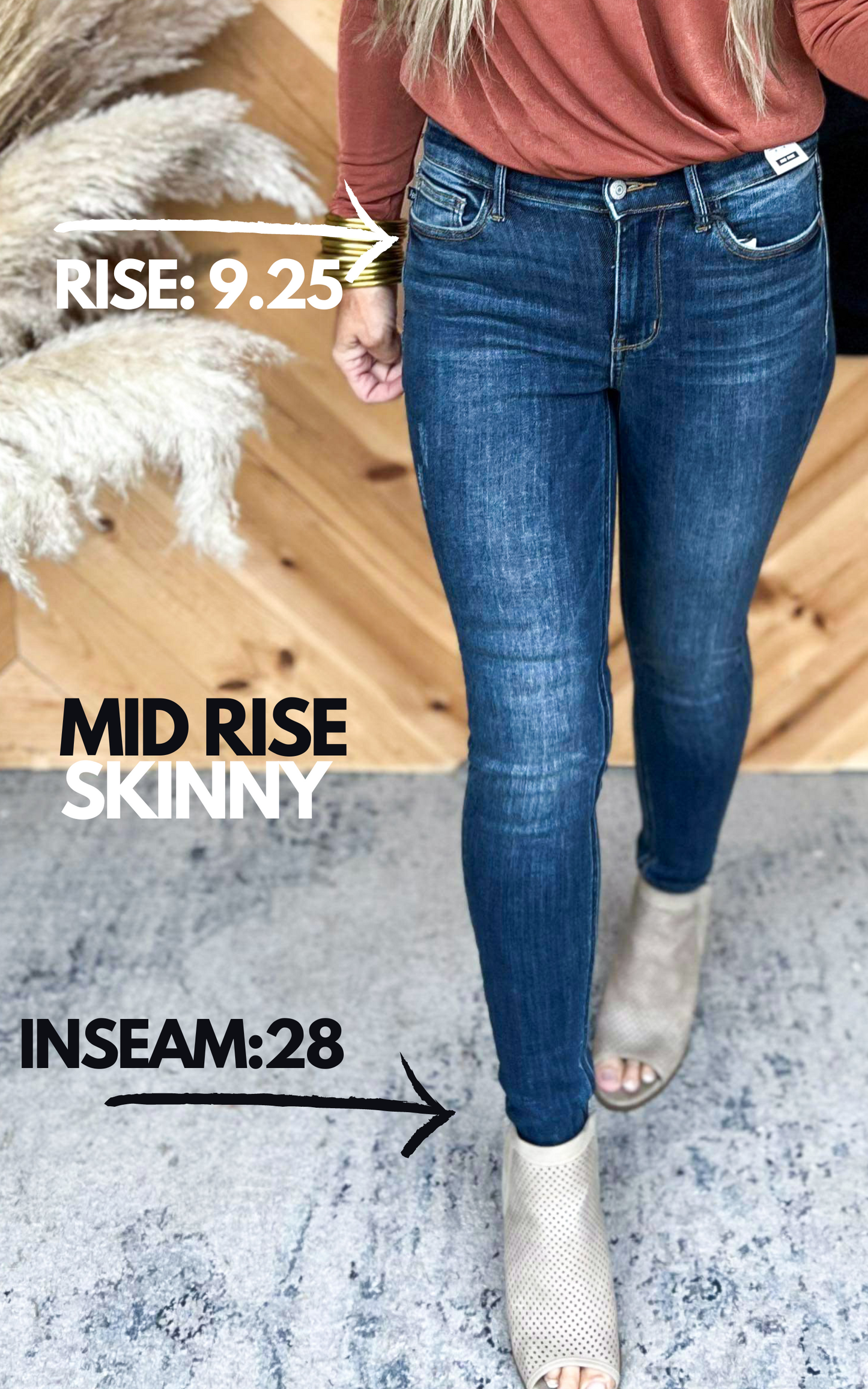 Mid Rise Vintage Raw Hem Skinny Denim Jeans | Judy Blue