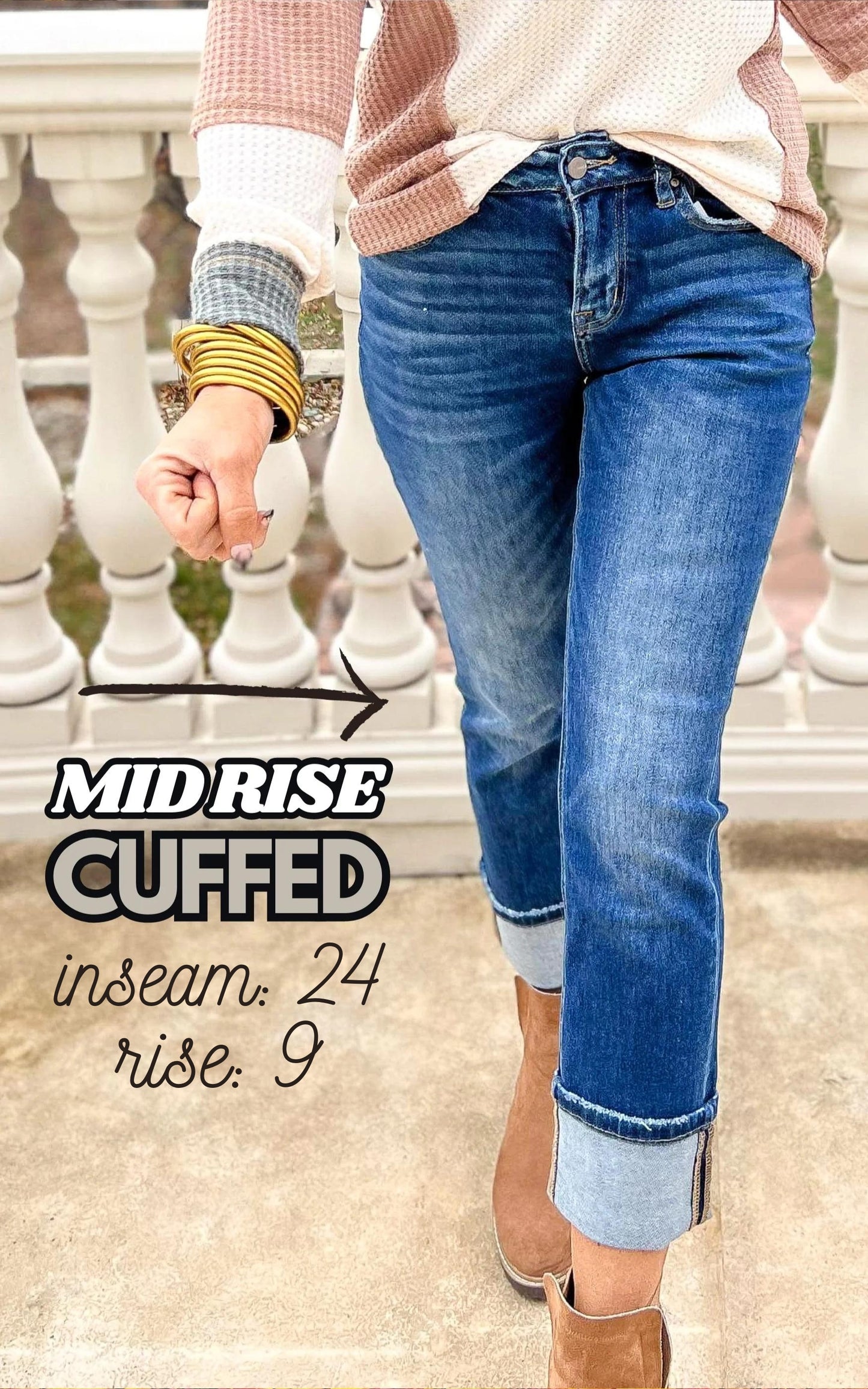 The Sunday Mid Rise Cuff Denim Jean | Mica