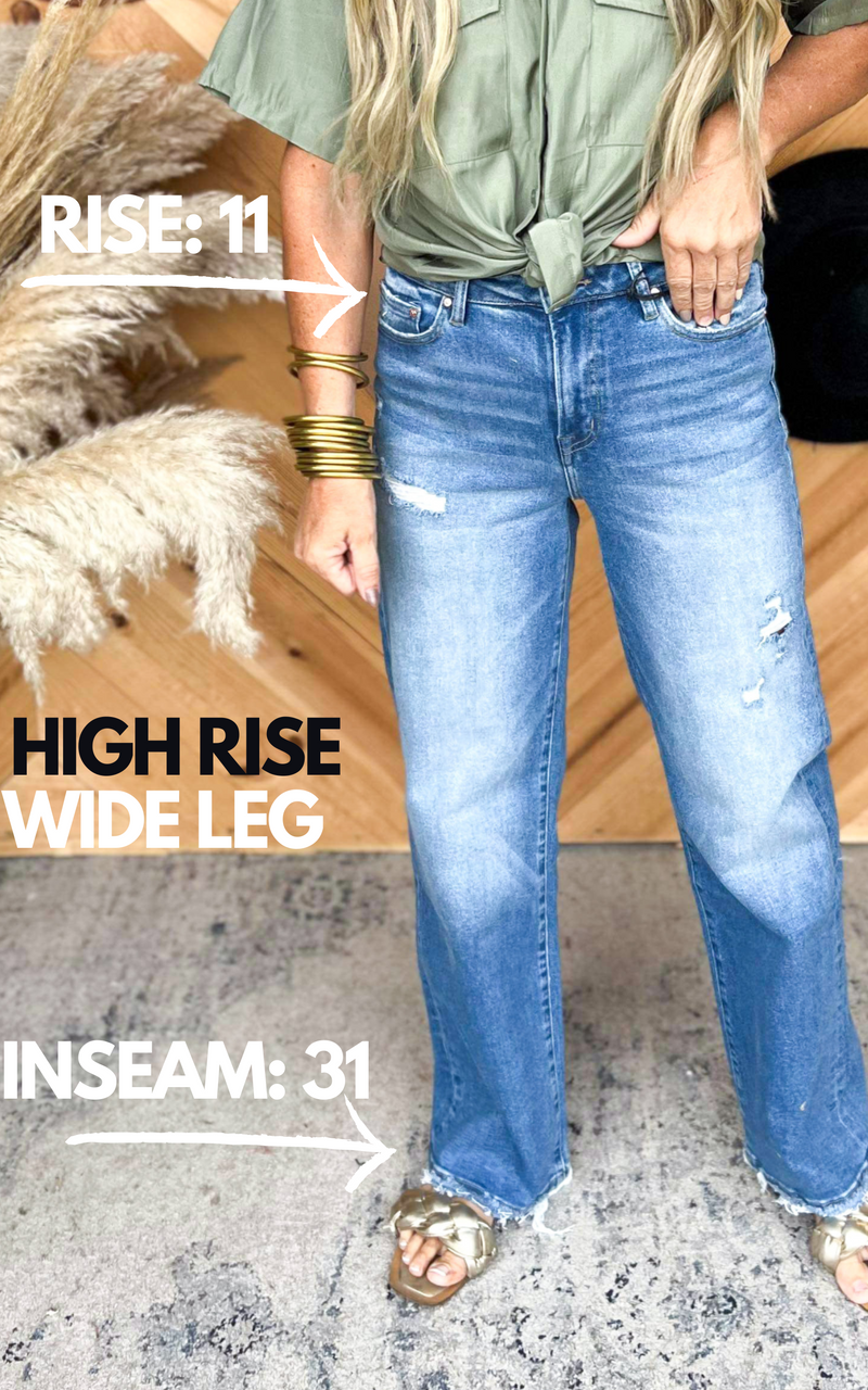 Light Wash Stretch Super High Rise Wide Leg | Mica