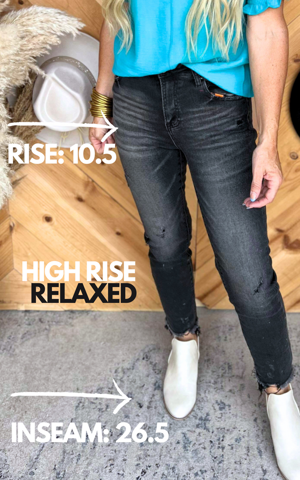 Black High Rise Relaxed Denim Jeans | Risen