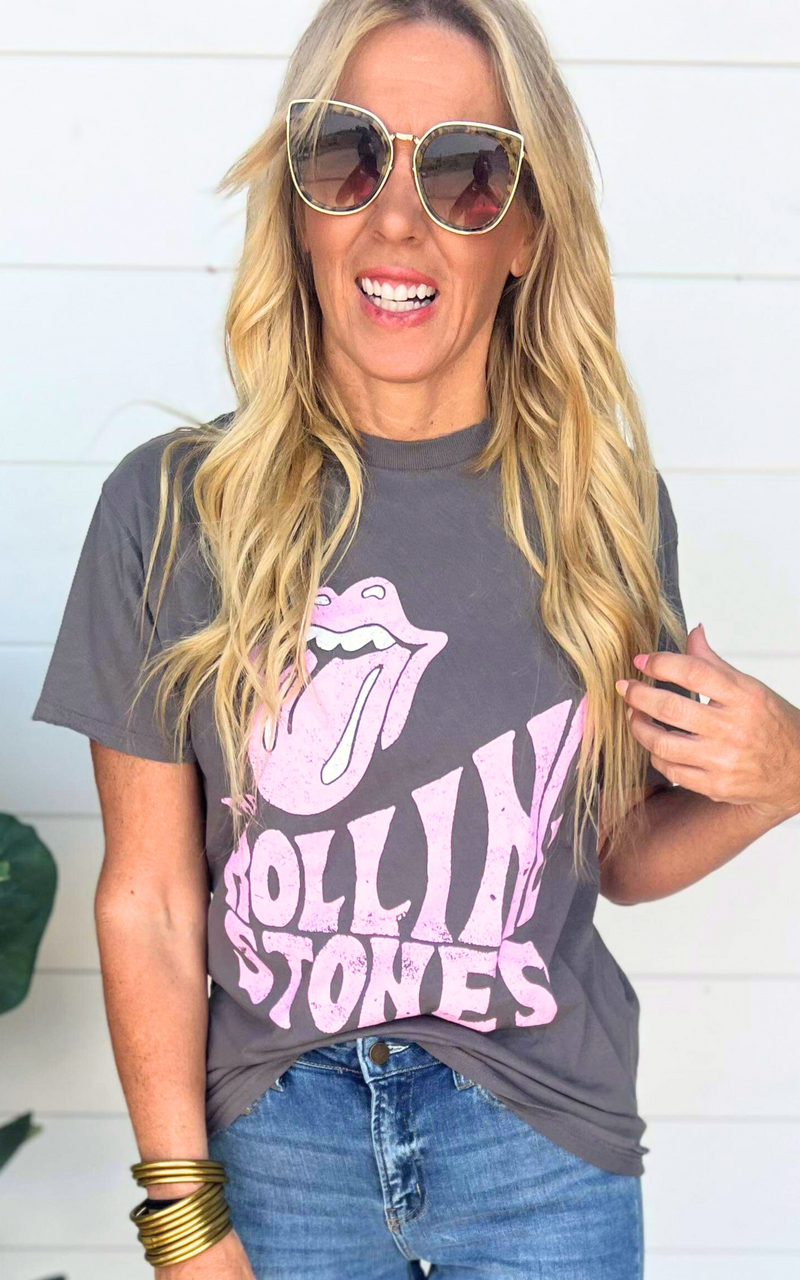 Charcoal Rolling Stones Stoned Thrifted Tee | FINAL SALE