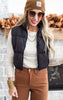 High Neck Zip Up Puffer Vest with Pockets