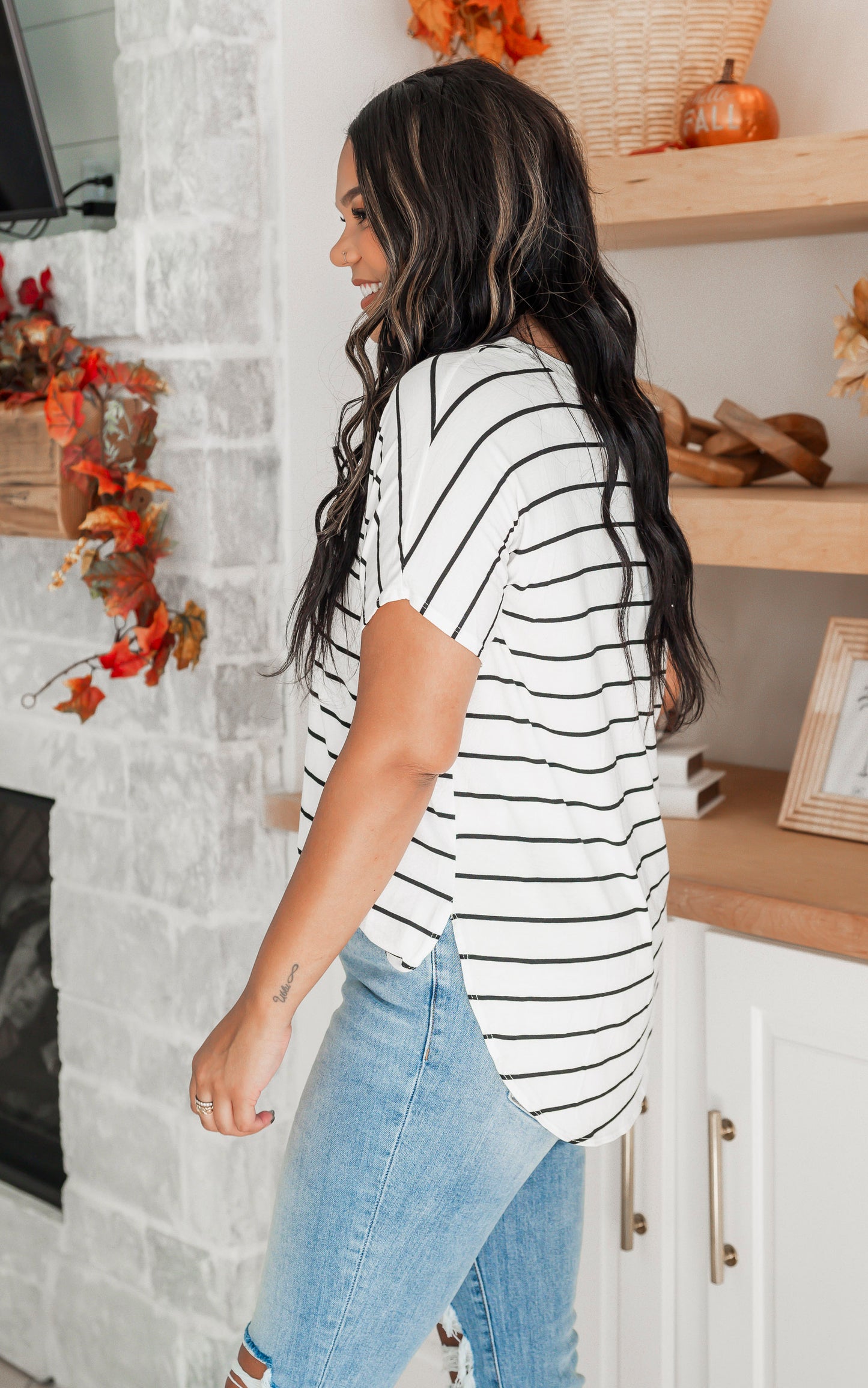 Relaxed Ivory Oversized Stripe Tee