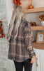 Brown Plaid Button Down Shacket