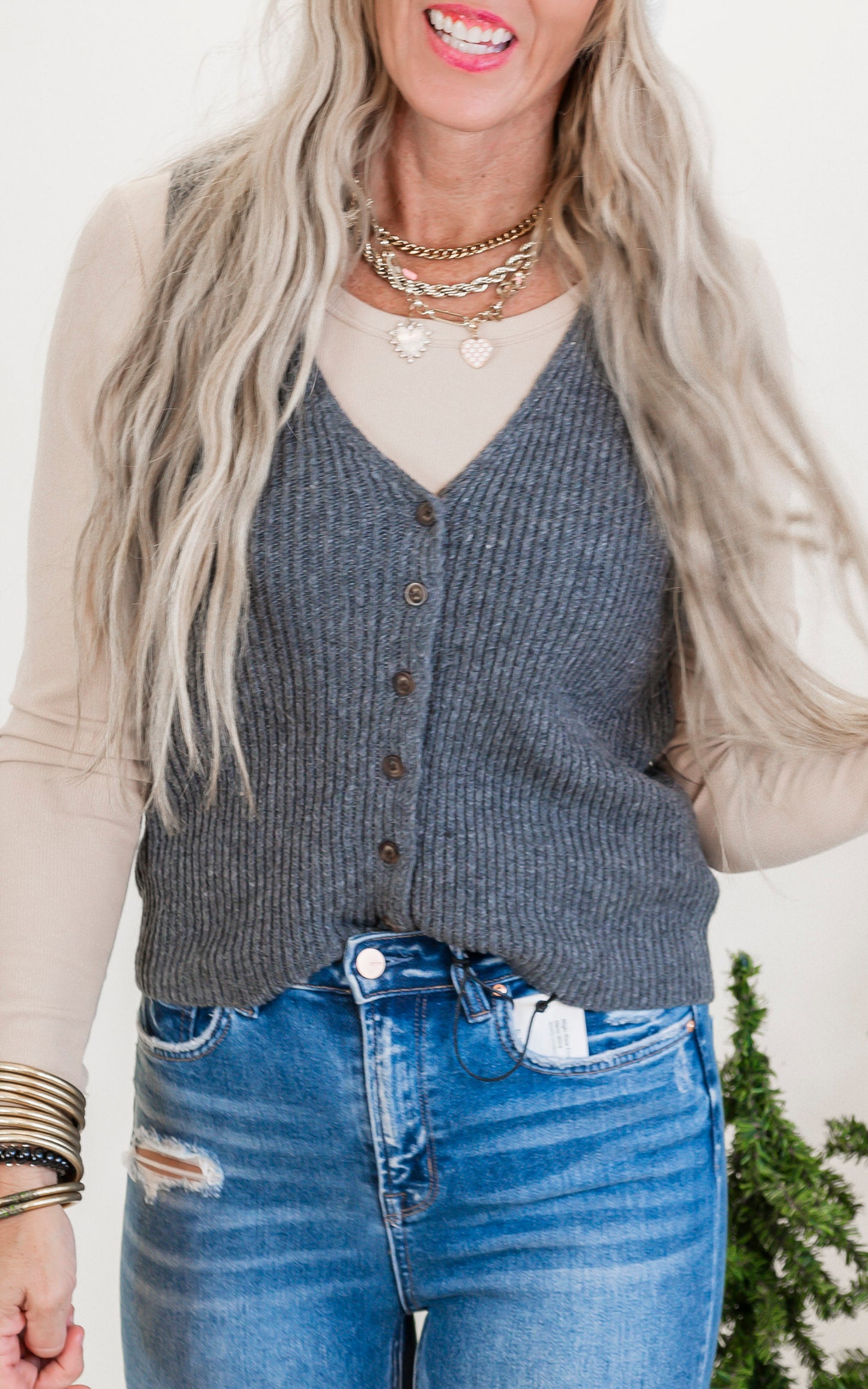 Charcoal Ribbed V-Neck Sweater Vest