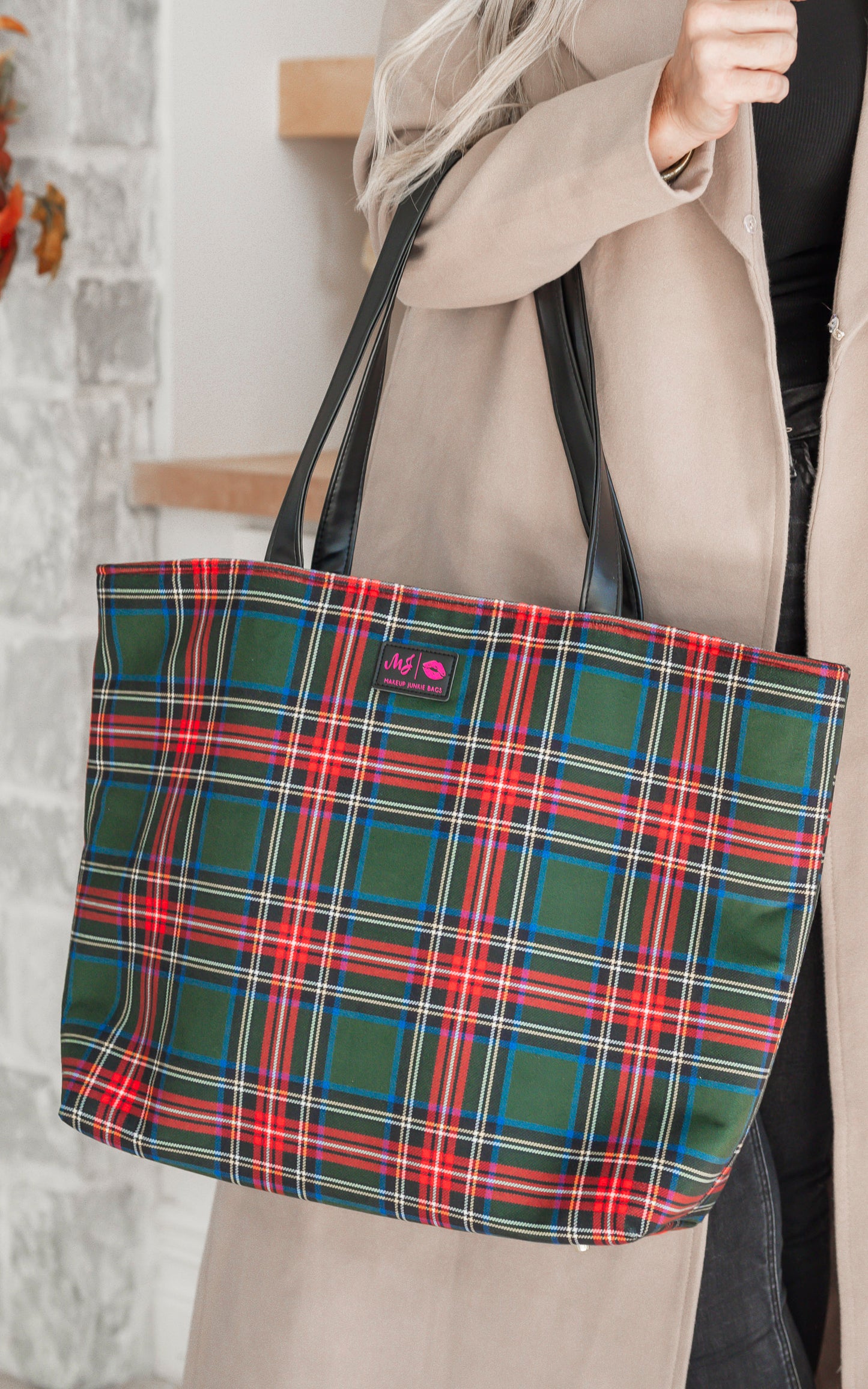 Green Tartan Tote - Makeup Junkie Holiday Collab w/ Bad Habit*