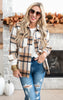 Wool Blend Plaid Button Up Shacket - Camel