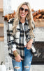 Wool Blend Plaid Button Up Shacket - Black