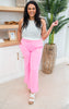 Hot Pink Gauze Wide Leg Pants