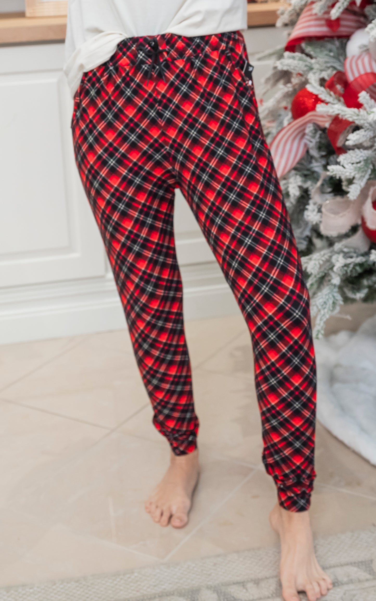 Red Tartan Plaid Buttery Soft Joggers