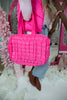 Hot Pink Quilted Duffel Weekender Bag w/ Pass-Thru Slip