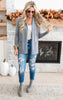 Charcoal Open Front Cardigan with Pockets