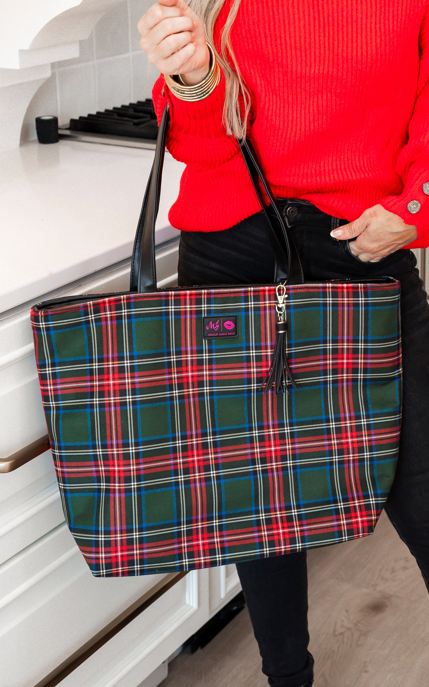 Green Tartan Tote - Makeup Junkie Holiday Collab w/ Bad Habit*